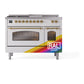 ILVE Nostalgie II 48-Inch Dual Fuel Range with 5 Sealed Burners + Griddle + French Top, 5.02 cu. ft. Oven, RAL with Brass Trim, Liquid Propane, Triple Glass Door, UP48FSNMPRAGLP