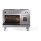ILVE Nostalgie II 48-Inch Dual Fuel Range with 5 Sealed Burners + Griddle + French Top, 5.02 cu. ft. Oven, Stainless Steel with Chrome Trim, Liquid Propane, Triple Glass Door, UP48FSNMPSSCLP