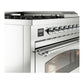 ILVE Nostalgie II 48-Inch Dual Fuel Range with 5 Sealed Burners + Griddle + French Top, 5.02 cu. ft. Oven, Stainless Steel with Chrome Trim, Natural Gas, Triple Glass Door, UP48FSNMPSSC