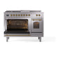 ILVE Nostalgie II 48-Inch Dual Fuel Range with 5 Sealed Burners + Griddle + French Top, 5.02 cu. ft. Oven, Stainless Steel with Brass Trim, Natural Gas, Triple Glass Door, UP48FSNMPSSG