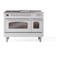 ILVE Nostalgie II 48-Inch Dual Fuel Range with 5 Sealed Burners + Griddle + French Top, 5.02 cu. ft. Oven, White with Chrome Trim, Liquid Propane, Triple Glass Door, UP48FSNMPWHCLP
