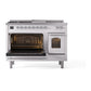 ILVE Nostalgie II 48-Inch Dual Fuel Range with 5 Sealed Burners + Griddle + French Top, 5.02 cu. ft. Oven, White with Chrome Trim, Liquid Propane, Triple Glass Door, UP48FSNMPWHCLP