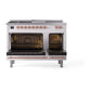ILVE Nostalgie II 48-Inch Dual Fuel Range with 5 Sealed Burners + Griddle + French Top, 5.02 cu. ft. Oven, White with Copper Trim, Liquid Propane, Triple Glass Door, UP48FSNMPWHPLP