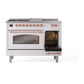 ILVE Nostalgie II 48-Inch Dual Fuel Range with 5 Sealed Burners + Griddle + French Top, 5.02 cu. ft. Oven, White with Copper Trim, Liquid Propane, Triple Glass Door, UP48FSNMPWHPLP