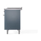 ILVE Professional Plus II 48-Inch Dual Fuel Range with 5 Sealed Burners + Griddle + French Top, 5.02 cu. ft. Oven, Blue Grey, Natural Gas, Solid Door, UP48FSQMPBG