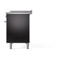 ILVE Professional Plus II 48-Inch Dual Fuel Range with 5 Sealed Burners + Griddle + French Top, 5.02 cu. ft. Oven, Glossy Black, Liquid Propane, Solid Door, UP48FSQMPBKLP