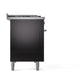 ILVE Professional Plus II 48-Inch Dual Fuel Range with 5 Sealed Burners + Griddle + French Top, 5.02 cu. ft. Oven, Glossy Black, Natural Gas, Solid Door, UP48FSQMPBK