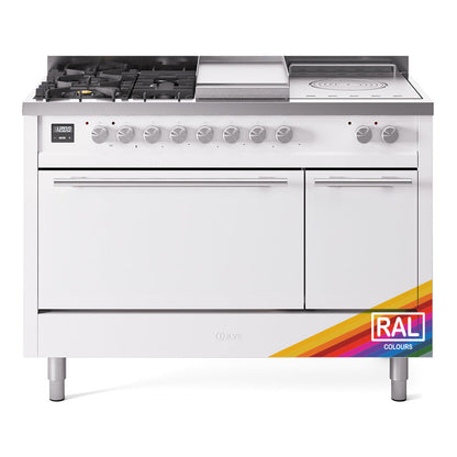 ILVE Professional Plus II 48-Inch Dual Fuel Range with 5 Sealed Burners + Griddle + French Top, 5.02 cu. ft. Oven, RAL, Natural Gas, Solid Door, UP48FSQMPRA