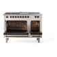 ILVE Nostalgie II 48-Inch Dual Fuel Range with 5 Sealed Burners + Griddle + French Top, 5.02 cu. ft. Oven, Antique White with Burnished Trim, Liquid Propane, Solid Door, UP48FSQNMPAWBLP