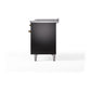 ILVE Nostalgie II 48-Inch Dual Fuel Range with 5 Sealed Burners + Griddle + French Top, 5.02 cu. ft. Oven, Glossy Black with Brass Trim, Liquid Propane, Solid Door, UP48FSQNMPBKGLP