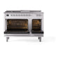 ILVE Nostalgie II 48-Inch Dual Fuel Range with 5 Sealed Burners + Griddle + French Top, 5.02 cu. ft. Oven, RAL with Chrome Trim, Natural Gas, Solid Door, UP48FSQNMPRAC