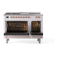 ILVE Nostalgie II 48-Inch Dual Fuel Range with 5 Sealed Burners + Griddle + French Top, 5.02 cu. ft. Oven, White with Copper Trim, Natural Gas, Solid Door, UP48FSQNMPWHP