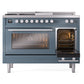 ILVE Professional Plus II 48-Inch Dual Fuel Range with 5 Sealed Burners + Griddle + French Top, 5.02 cu. ft. Oven, Blue Grey, Liquid Propane, Triple Glass Door, UP48FSWMPBGLP