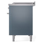 ILVE Professional Plus II 48-Inch Dual Fuel Range with 5 Sealed Burners + Griddle + French Top, 5.02 cu. ft. Oven, Blue Grey, Liquid Propane, Triple Glass Door, UP48FSWMPBGLP