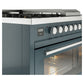 ILVE Professional Plus II 48-Inch Dual Fuel Range with 5 Sealed Burners + Griddle + French Top, 5.02 cu. ft. Oven, Blue Grey, Natural Gas, Triple Glass Door, UP48FSWMPBG