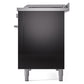 ILVE Professional Plus II 48-Inch Dual Fuel Range with 5 Sealed Burners + Griddle + French Top, 5.02 cu. ft. Oven, Glossy Black, Natural Gas, Triple Glass Door, UP48FSWMPBK