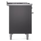 ILVE Professional Plus II 48-Inch Dual Fuel Range with 5 Sealed Burners + Griddle + French Top, 5.02 cu. ft. Oven, Graphite Matte, Liquid Propane, Triple Glass Door, UP48FSWMPMGLP