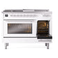 ILVE Professional Plus II 48-Inch Dual Fuel Range with 5 Sealed Burners + Griddle + French Top, 5.02 cu. ft. Oven, White, Liquid Propane, Triple Glass Door, UP48FSWMPWHLP