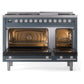 ILVE Professional Plus II 48-Inch Dual Fuel Range with 8 Sealed Burners + Griddle, 5.02 cu. ft. Oven, Blue Grey, Natural Gas, Triple Glass Door, UP48FWMPBG