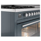 ILVE Professional Plus II 48-Inch Dual Fuel Range with 8 Sealed Burners + Griddle, 5.02 cu. ft. Oven, Blue Grey, Natural Gas, Triple Glass Door, UP48FWMPBG