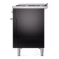 ILVE Professional Plus II 48-Inch Dual Fuel Range with 8 Sealed Burners + Griddle, 5.02 cu. ft. Oven, Glossy Black, Natural Gas, Triple Glass Door, UP48FWMPBK