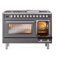ILVE Professional Plus II 48-Inch Dual Fuel Range with 8 Sealed Burners + Griddle, 5.02 cu. ft. Oven, Graphite Matte, Natural Gas, Triple Glass Door, UP48FWMPMG
