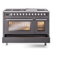 ILVE Professional Plus II 48-Inch Dual Fuel Range with 8 Sealed Burners + Griddle, 5.02 cu. ft. Oven, Graphite Matte, Natural Gas, Triple Glass Door, UP48FWMPMG