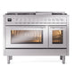 ILVE Professional Plus II 48-Inch Dual Fuel Range with 8 Sealed Burners + Griddle, 5.02 cu. ft. Oven, Stainless Steel, Liquid Propane, Triple Glass Door, UP48FWMPSSLP
