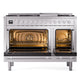 ILVE Professional Plus II 48-Inch Dual Fuel Range with 8 Sealed Burners + Griddle, 5.02 cu. ft. Oven, Stainless Steel, Natural Gas, Triple Glass Door, UP48FWMPSS