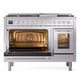 ILVE Professional Plus II 48-Inch Dual Fuel Range with 8 Sealed Burners + Griddle, 5.02 cu. ft. Oven, Stainless Steel, Natural Gas, Triple Glass Door, UP48FWMPSS