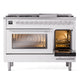 ILVE Professional Plus II 48-Inch Dual Fuel Range with 8 Sealed Burners + Griddle, 5.02 cu. ft. Oven, White, Natural Gas, Triple Glass Door, UP48FWMPWH