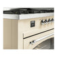 ILVE Nostalgie II 60-Inch Dual Fuel Range with 9 Sealed Burners + Griddle, 5.8 cu. ft. Oven, Antique White with Chrome Trim, Liquid Propane, Triple Glass Door, UP60FNMPAWCLP