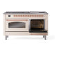 ILVE Nostalgie II 60-Inch Dual Fuel Range with 9 Sealed Burners + Griddle, 5.8 cu. ft. Oven, Antique White with Copper Trim, Liquid Propane, Triple Glass Door, UP60FNMPAWPLP