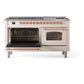 ILVE Nostalgie II 60-Inch Dual Fuel Range with 9 Sealed Burners + Griddle, 5.8 cu. ft. Oven, Antique White with Copper Trim, Natural Gas, Triple Glass Door, UP60FNMPAWP