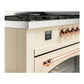 ILVE Nostalgie II 60-Inch Dual Fuel Range with 9 Sealed Burners + Griddle, 5.8 cu. ft. Oven, Antique White with Copper Trim, Natural Gas, Triple Glass Door, UP60FNMPAWP