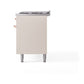 ILVE Nostalgie II 60-Inch Dual Fuel Range with 9 Sealed Burners + Griddle, 5.8 cu. ft. Oven, Antique White with Copper Trim, Natural Gas, Triple Glass Door, UP60FNMPAWP