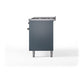 ILVE Nostalgie II 60-Inch Dual Fuel Range with 9 Sealed Burners + Griddle, 5.8 cu. ft. Oven, Blue Grey with Burnished Trim, Liquid Propane, Triple Glass Door, UP60FNMPBGBLP