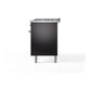 ILVE Nostalgie II 60-Inch Dual Fuel Range with 9 Sealed Burners + Griddle, 5.8 cu. ft. Oven, Glossy Black with Chrome Trim, Natural Gas, Triple Glass Door, UP60FNMPBKC