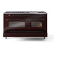 ILVE Nostalgie II 60-Inch Dual Fuel Range with 9 Sealed Burners + Griddle, 5.8 cu. ft. Oven, Burgundy with Burnished Trim, Liquid Propane, Triple Glass Door, UP60FNMPBUBLP