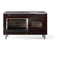 ILVE Nostalgie II 60-Inch Dual Fuel Range with 9 Sealed Burners + Griddle, 5.8 cu. ft. Oven, Burgundy with Burnished Trim, Natural Gas, Triple Glass Door, UP60FNMPBUB