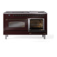 ILVE Nostalgie II 60-Inch Dual Fuel Range with 9 Sealed Burners + Griddle, 5.8 cu. ft. Oven, Burgundy with Burnished Trim, Natural Gas, Triple Glass Door, UP60FNMPBUB