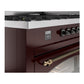 ILVE Nostalgie II 60-Inch Dual Fuel Range with 9 Sealed Burners + Griddle, 5.8 cu. ft. Oven, Burgundy with Burnished Trim, Natural Gas, Triple Glass Door, UP60FNMPBUB