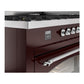 ILVE Nostalgie II 60-Inch Dual Fuel Range with 9 Sealed Burners + Griddle, 5.8 cu. ft. Oven, Burgundy with Chrome Trim, Natural Gas, Triple Glass Door, UP60FNMPBUC