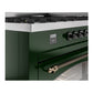 ILVE Nostalgie II 60-Inch Dual Fuel Range with 9 Sealed Burners + Griddle, 5.8 cu. ft. Oven, Emerald Green with Burnished Trim, Natural Gas, Triple Glass Door, UP60FNMPEGB