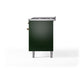 ILVE Nostalgie II 60-Inch Dual Fuel Range with 9 Sealed Burners + Griddle, 5.8 cu. ft. Oven, Emerald Green with Brass Trim, Natural Gas, Triple Glass Door, UP60FNMPEGG