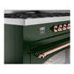 ILVE Nostalgie II 60-Inch Dual Fuel Range with 9 Sealed Burners + Griddle, 5.8 cu. ft. Oven, Emerald Green with Copper Trim, Liquid Propane, Triple Glass Door, UP60FNMPEGPLP
