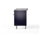 ILVE Nostalgie II 60-Inch Dual Fuel Range with 9 Sealed Burners + Griddle, 5.8 cu. ft. Oven, Midnight Blue with Chrome Trim, Natural Gas, Triple Glass Door, UP60FNMPMBC