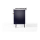 ILVE Nostalgie II 60-Inch Dual Fuel Range with 9 Sealed Burners + Griddle, 5.8 cu. ft. Oven, Midnight Blue with Brass Trim, Liquid Propane, Triple Glass Door, UP60FNMPMBGLP