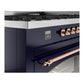 ILVE Nostalgie II 60-Inch Dual Fuel Range with 9 Sealed Burners + Griddle, 5.8 cu. ft. Oven, Midnight Blue with Copper Trim, Liquid Propane, Triple Glass Door, UP60FNMPMBPLP