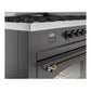 ILVE Nostalgie II 60-Inch Dual Fuel Range with 9 Sealed Burners + Griddle, 5.8 cu. ft. Oven, Graphite Matte with Burnished Trim, Liquid Propane, Triple Glass Door, UP60FNMPMGBLP
